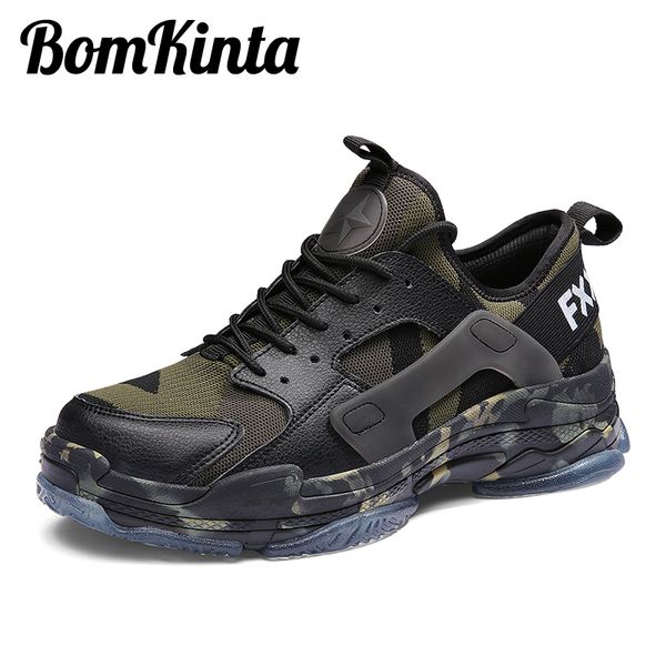 

bomkinta green sports running shoes men jogging camouflage sneakers jelly sole trainers height increasing zapatillas big size 46