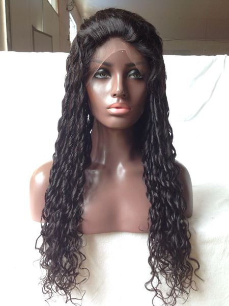 

natural color full lace loose curl wigs with baby hair middle part lace front wig with baby hair glueless 8a grade culry wig, Black;brown