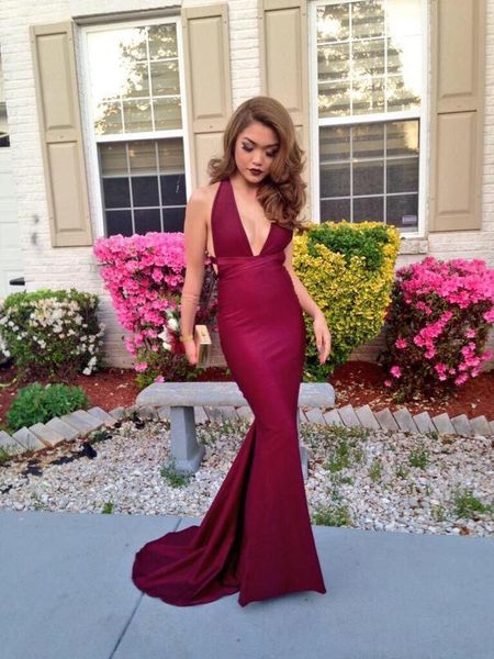 

Mermaid Arabic Prom Dresses Wine Red Sexy Strecth Satin Custom Made Real Long Cocktail Evening Party Dresses Gowns