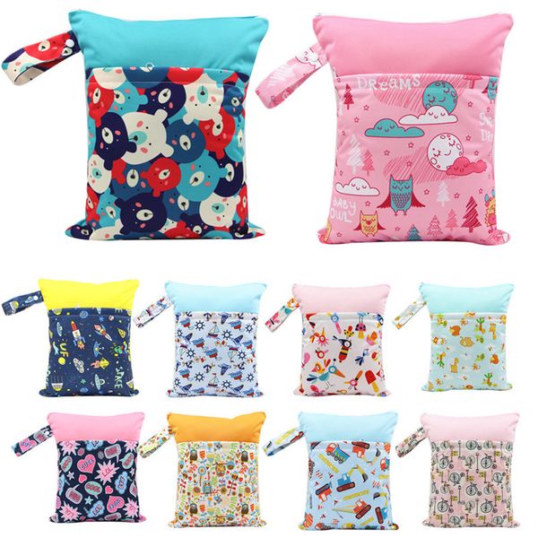 

baby diaper bags 30*37cm printed double zippered waterproof wet dry diaper bag multifunction backpack reusable cover bags