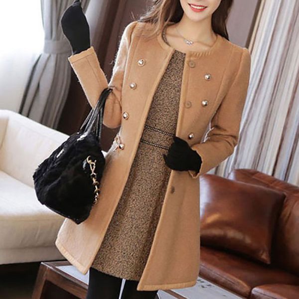 

winter woman coat female jacket warm outwear wool lapel trench parka coat jacket overcoat jackets for women feminine, Black