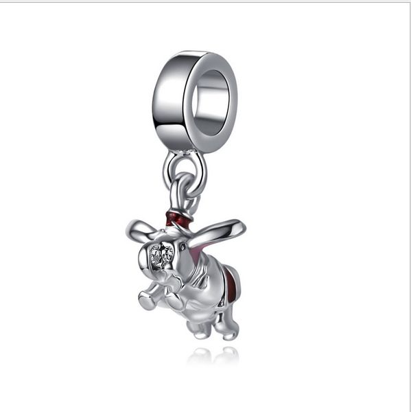 Passend für Pandora Sterling Silber Armband Dumbo Dangle Emaille Elefant Perlen Charms für europäische Schlangen Charm Kette Mode DIY Schmuck Großhandel