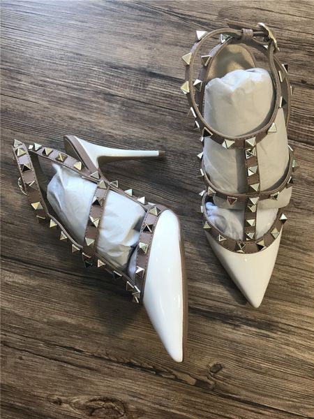 

Бесплатная доставка реальные фото натуральная кожа белый лакированная кожа шипо