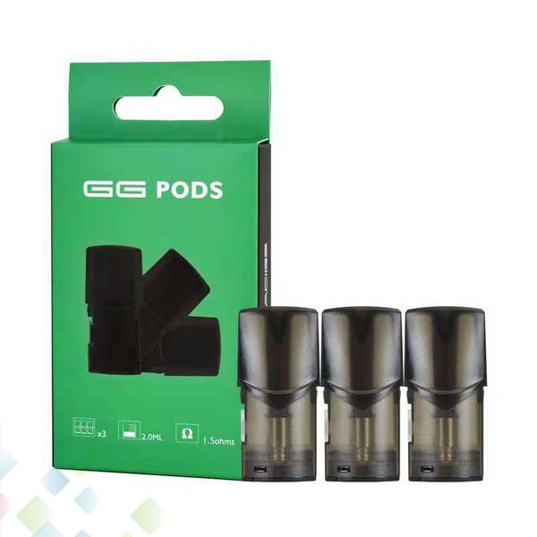 

Original Tesla GG Pod Cartridge 2ml Capacity With 1.5ohm Ceramic Coil Head Cotton Coils For GG Pod Kit Ecig DHL Free