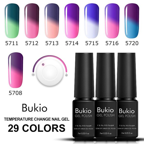 

bukio nail art accessoires nail polish temperature change gel lacquer 7ml manicure design gel varnish uv sequins tips care, Red;pink