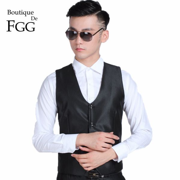 

бутик-де-fgg китай размеры-3xl блестящий черный цвет мужчины формальный костюм жилеты для свадьбы партии жених жилет терно colete masculino, Black;white