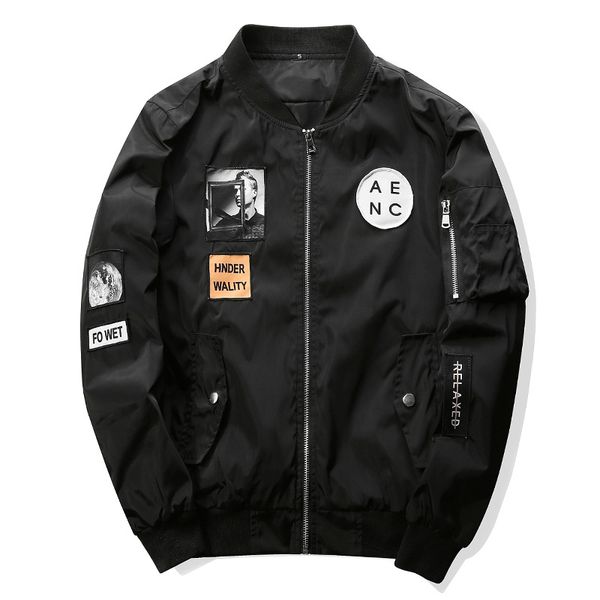 

fashion men bomber jacket hip hop patch designs slim fit pilot bomber jacket coat men jackets 2018 new plus size 4xl 8826, Black;brown