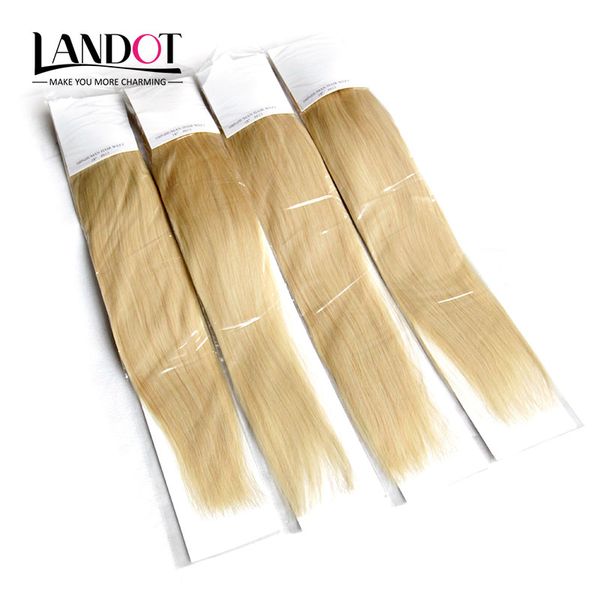 

brazilian straight virgin hair grade 8a color #613 bleach blonde human hair weave bundles brazilian remy hair extensions 3/4pcs double wefts, Black