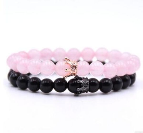 

crystal crown bracelet lave rock white howlite bracelet buddha beads bracelets natural stone bangle fashion jewelry for women men, Golden;silver