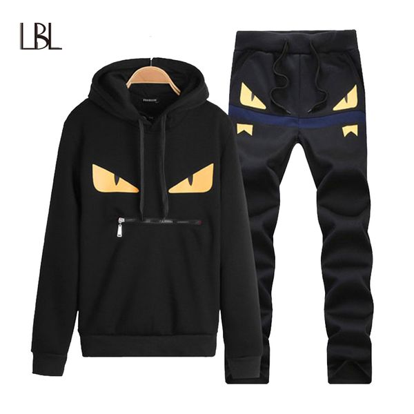 LBL Marca Casual Mens Tuta Hip Hop Tute Set con cappuccio Tute Uomo Streetwear Jogger + Pantaloni sportivi Set Plus Size