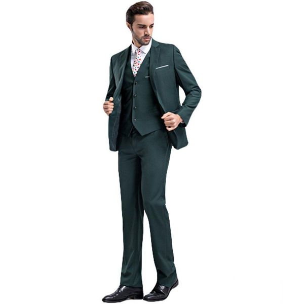 

green men suits for business slim fit man blazers custom made groom tuxedos terno masculino 3 pieces jacket pants vest costume homme mariage, Black;gray