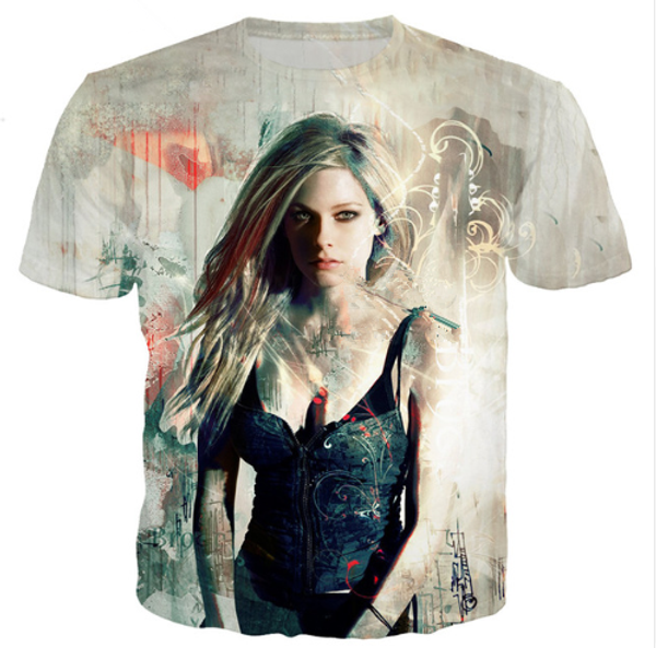 

singer avril lavigne women men new fashion summer funny 3d print crewneck casual t shirt tee q116, White;black