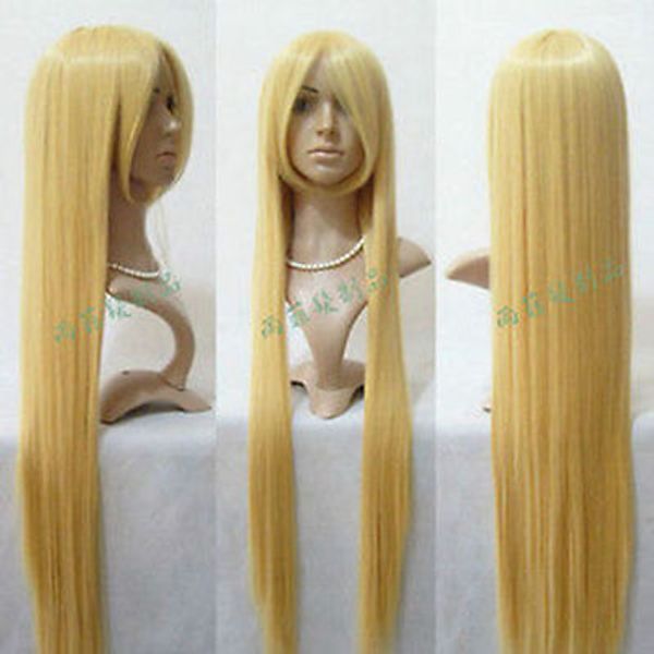 

chobits chii gold blonde straight cosplay wig, Black;brown