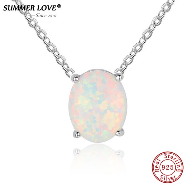 

s925 sterling silver opal pendant necklace simple style for women fine jewelry water drop love gifts2018 new designer