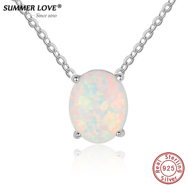 

s925 sterling silver opal pendant necklace simple style for women fine jewelry water drop love gifts2018 new