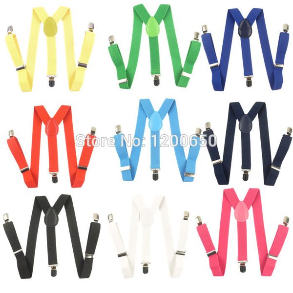 

fashion 10 colors adjustable children suspenders y -back 3 clip baby elastic braces ing, Black;white