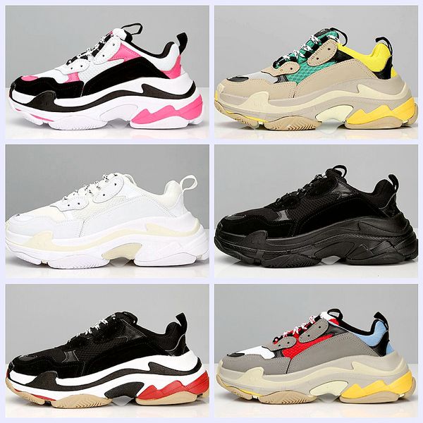 

Hot !! 2018 Мода Paris 17FW Triple-S Тапки Triple S Повседневная Роскошная Папа Обувь для мужчин Женщин Бежевый Черный Спорт Теннис Кроссовки 36-45