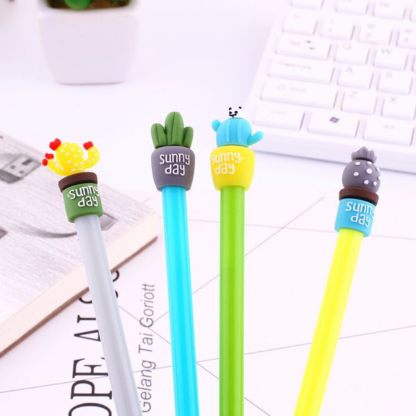 

4 pcs/lot korean sunny day cactus gel pen cute kawaii advertising shool office writing pens stationery supplies