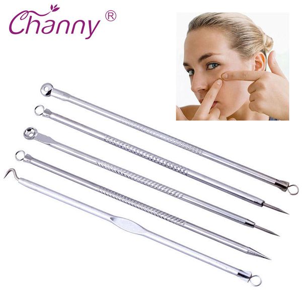 

channy blackhead remover 5pcs/set acne removal needles spot comedone extractor cleanser face clean care pimple remover tool