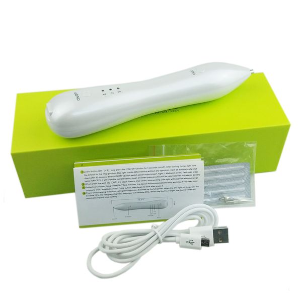 

green package usb rechargeable mole removal plasma pen freckle dark spot remover tool skin wart removal beauty device