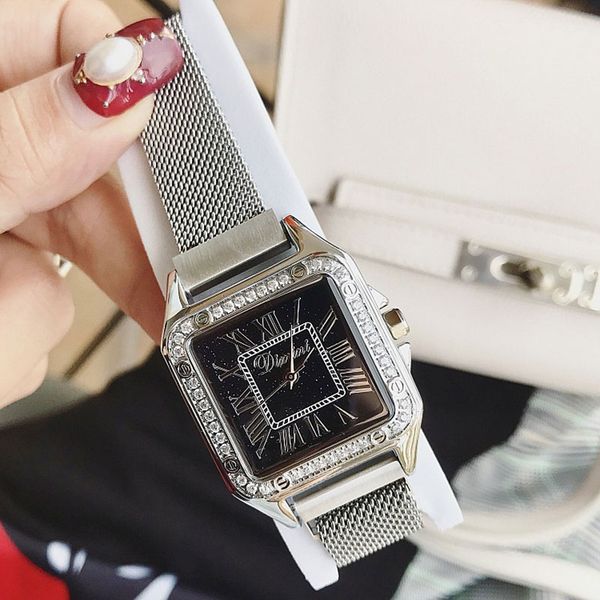 

watch women top fashion stainless steel ladies wristwatches quartz clock high quality silver watche for women, Slivery;brown