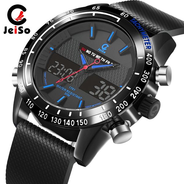 

jeiso new men watches quartz hour clock analog led fashion digital sport wrist watch relogio masculino, Slivery;brown