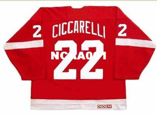 

men #22 dino ciccarelli detroit red wings 1994 ccm vintage hockey jersey or custom any name or number retro jersey, Black;red