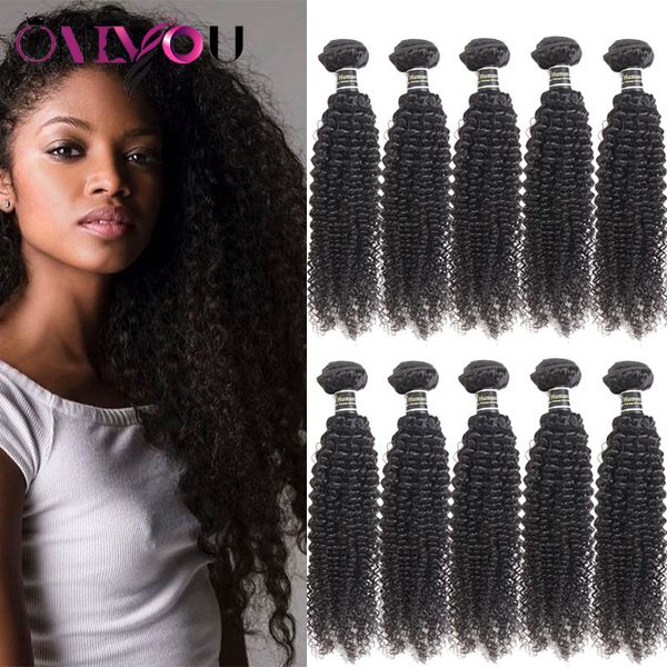 9a Malaysian Remy Hair Weaves Pure Black Kinky Curly Human Hair