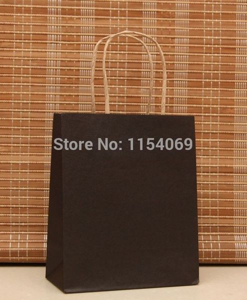 

50pcs/lot black kraft paper bag 18x15x8cm jewelry boutique shopping packaging paper gift bags with handle