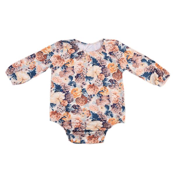 

2017 newborn baby boy bodysuit autumn long sleeve cartoon floral body suit jumpsuit outfits baby clothes 0-18m, Blue