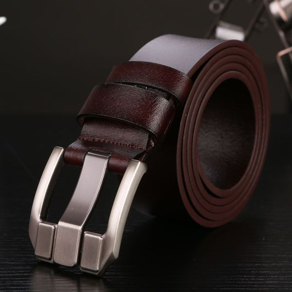

2017 new men's belts cowskin genuine leather straps for male masculinos waistband for jeans ing, Black;brown