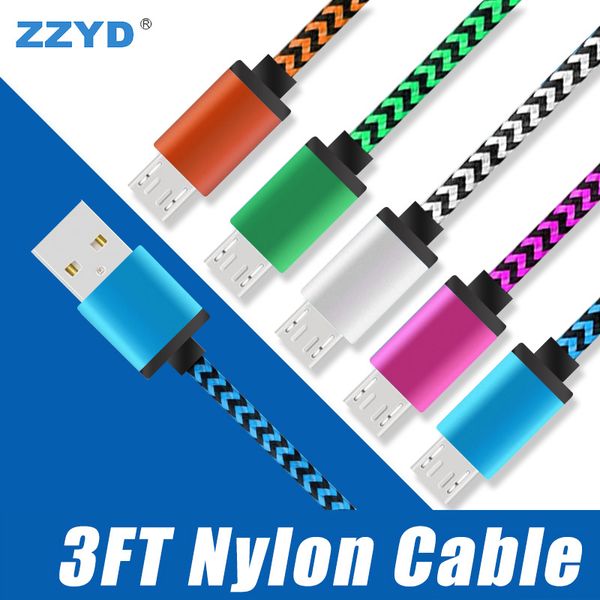 

Zzyd 1m 3ft micro cable braided nylon type c charger charging cable for am ung 8 for htc android phone