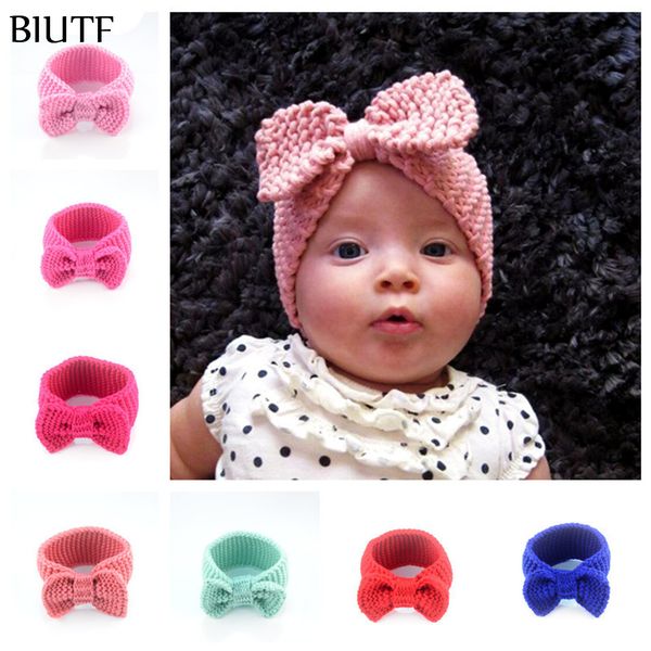 

16pcs/lot fashion crochet woolen yarn headband knitted turban children hairband hair accessories newborn girl winter headwear fda235