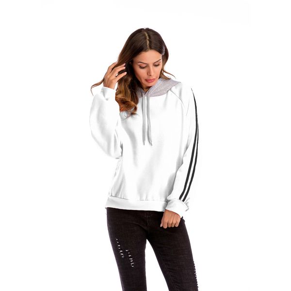 

2018 autumn winter women candy color patchwork sweatshirt causal lady plus size 4 colors loose thicken hoodies, Black
