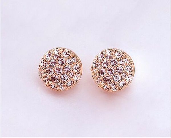 

new fashion women lady elegant circle crystal rhinestone ear stud earrings er768, Golden;silver