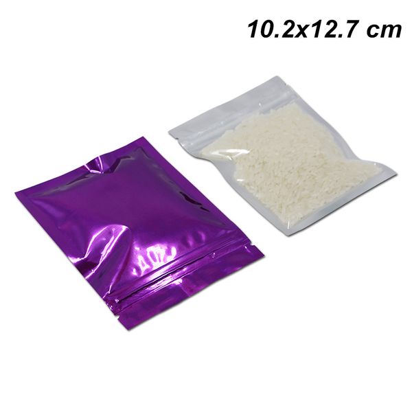 

100шт фиолетовый 10.2x12.7 см полупрозрачный майларовая фольга resealable мешок упаковки еды для сухофруктов алюминиевой фольги фронт ясно м