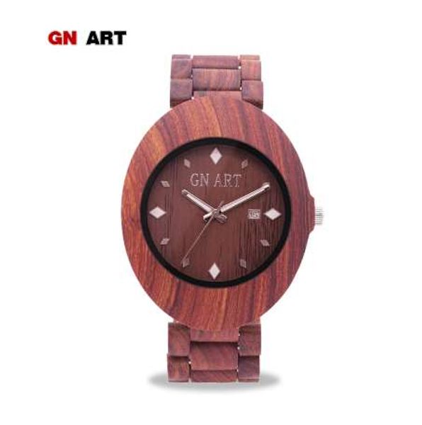 

gnart fashion nice sandalwood watches for men chronograph relogio masculino wood wristband style quartz wristwatch for gentleman, Slivery;brown