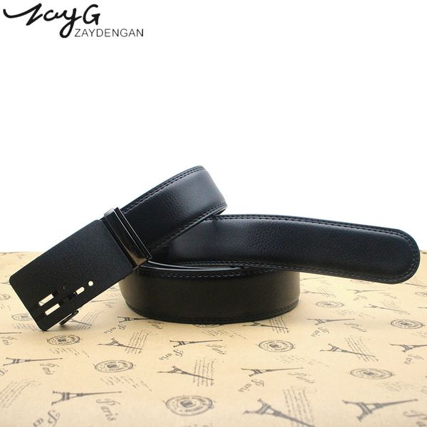

zayg brand belt men luxury leather black brown belts for men metal alloy automatic buckle strap fashion style belt