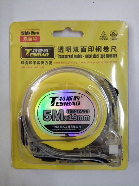 

TESIBAO Steel Tape Measures with Side Lock Double Sided Printing Tape with Transparent Shell 5M*19MM 5M*25MM 7.5M*25MM Optional