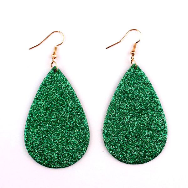 

классические кожаные серьги teardrop блеск vegan для женщин великолепной блестки bling водослив облегченных вспомогательного оборудования юв, Silver