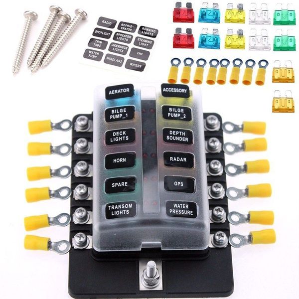 

car 12 way circuit standard ato blade atc ato led fuse box block holder dc 32v
