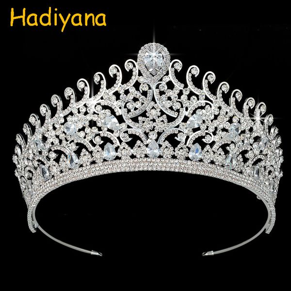 

hadiyana shining bridal wedding tiaras and crowns marquise cut cubic zircon white gold plated miss world show women crown bc3774, Golden;white