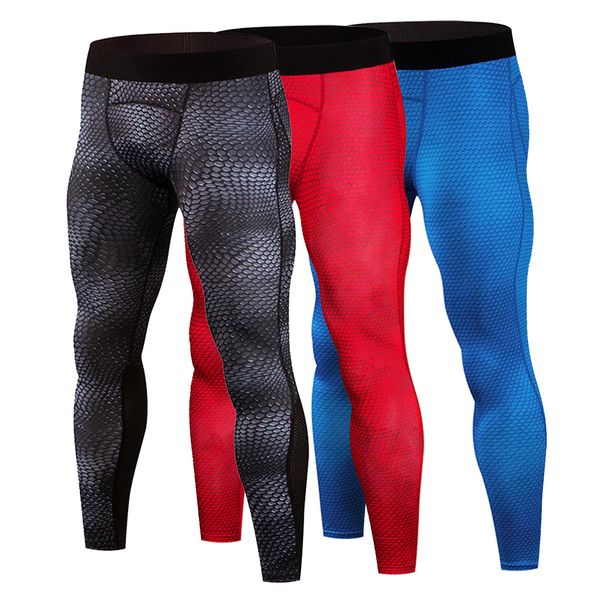 

men's compression pants leggings snake skin print running sports gym fitness male crossfit tight trousers capris sweatpants pant, Black;blue