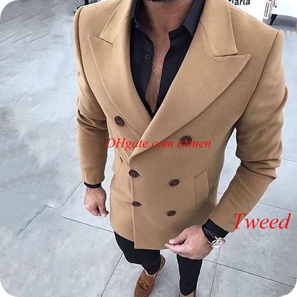 

tailored winter browntweed wedding suits for men khaki wool gentleman custom made men blazers 2piece terno masculino classic costume hommme, Black;gray