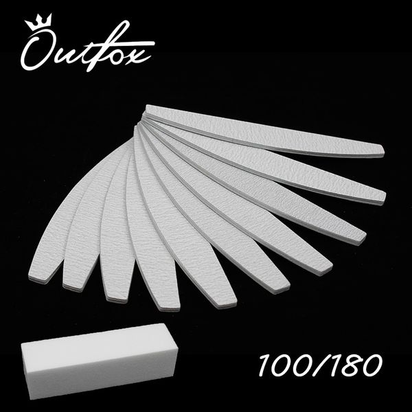 

buy 1 get 1 ]10pcs nail file buffer 100/180 grey sanding manicure professional zebra half moon disposable nail buffer for salon