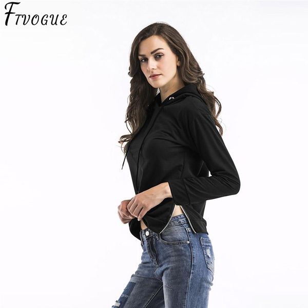 

fashionable women lady hoodie clothes long sleeve pullover loose sweatshirt, Black