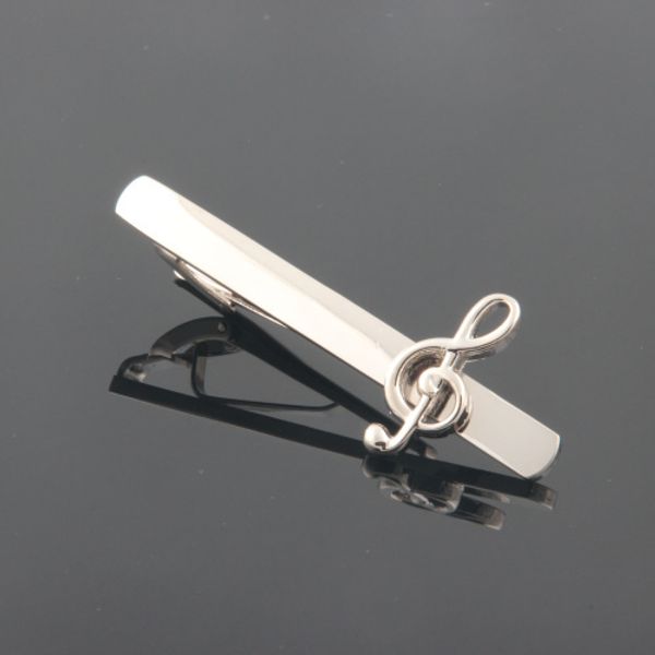 

fashion men's metal tie clips male copper treble clef tie clips, Silver;golden