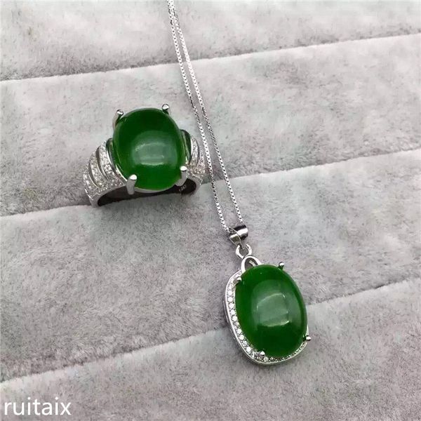 

kjjeaxcmy boutique jewels 925 sterling silver inlaid natural hetian jasper pendant necklace ring women's jewelry drop set, Black