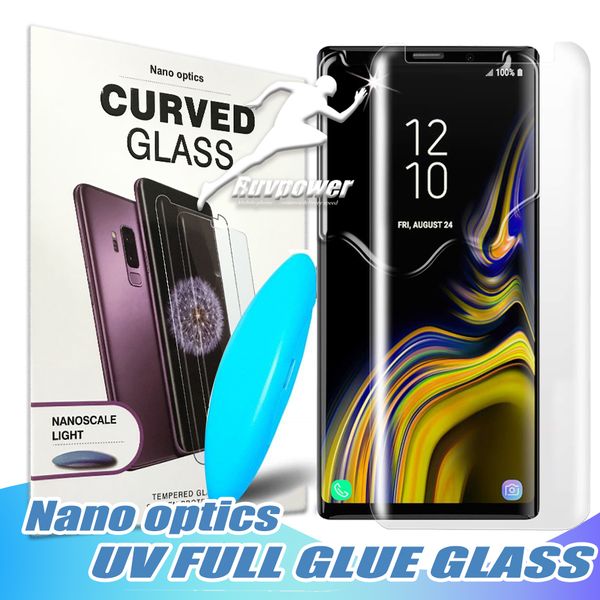 

for iphone xr xs max liquid full glue tempered glass for samsung galaxy note 10 s10 plus friendly glass with uv light protector