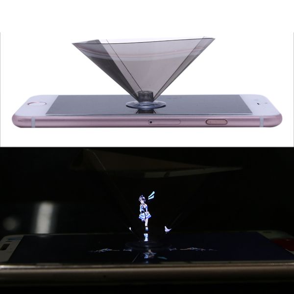 Display a forma di piramide olografica 3D con ventosa per smartphone da 3,5-6 pollici